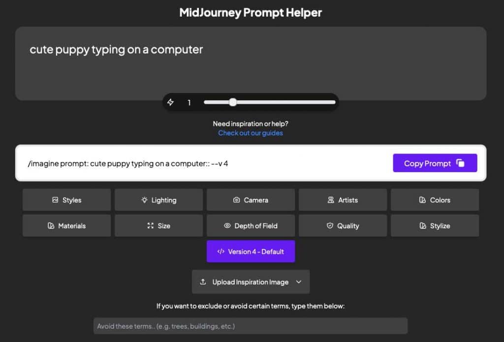 Midjourney prompt generator